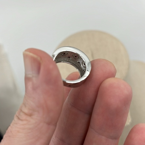 💍 Vintage 925 Silver Filigree Ring - Ruby/Garnet, Size 5, Korea - Picture 13 of 15